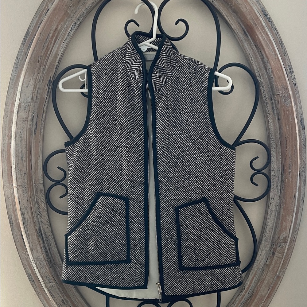 Elegant Black and White Herringbone Vest